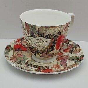 Gracie Bone China - Stechcol - Vintage Style Christmas Cup and Saucer Set